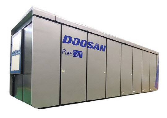 한국가스공사-두산퓨얼셀의 복합에너지 솔루션 트라이젠에 적용되는 두산퓨얼셀의 연료전지. <수소모빌리티쇼 조직위원회 제공>